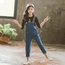 미소파파 코카 진청 멜빵세트 주니어 긴팔티 쭉티 멜빵바지 청바지