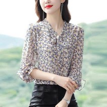 여성 쉬폰 여리여리 리본 긴팔 여름 블라우스