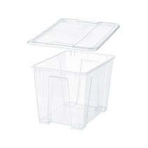 이케아 SAMLA 삼라 수납함+뚜껑 투명 39x28x28cm 22 L 수납함 정리함, 투명_901.809.40_set