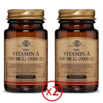 솔가 Solgar Dry Vitamin A 1500 mcg (5000 IU) 드라이 비타민 100정 2개, 1개