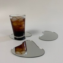 아크릴 거울 코스터 3종세트 컵받침 티코스터, v 미러 코스터 3종세트