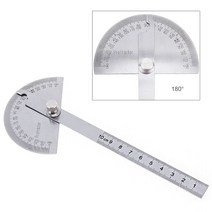 180도 250 x 300mm 스테인레스 스틸 조정 가능한 이중 암 각도 눈금자 둥근 머리 회전 각도기 도구 측정, 0 - 100mm