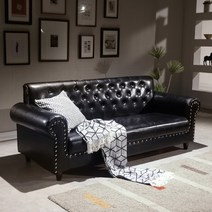 셀레스타 S903 3인용 엔틱 가죽 소파, 그린_AAJ84A