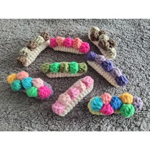 퐁퐁 머리핀 손뜨개 강아지 고양이 사계절 포인트 핸드메이드, 바이올렛