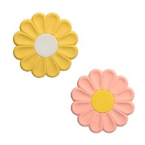 데이지 실리콘 냄비받침 2세트, 옐로우+핑크