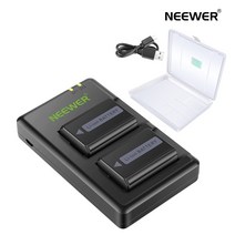 NEEWER NP-FW50 카메라 배터리 2개+충전기 키트, 수납 게이스  있음