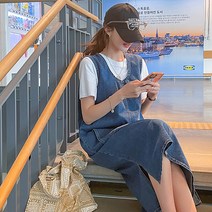 [나크21] (55~77) 루즈핏 데님 롱 원피스 NK21-O-3