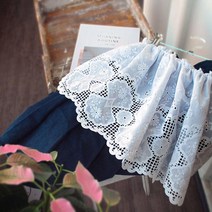 데코탑 화이트순면레이스5종모음 넓은폭자수레이스 면자수레이스 면100% 의류커튼리폼레이스, 은행잎