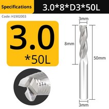 VACK 황삭 엔드 밀 HRC55 텅스텐 카바이드 3 플루트 밀링 커터 금속 알루미늄 Cnc 기계 도구 4mm 20mm, 1.3XD3X8X50L - 1Piece