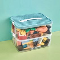 HK.sell 분리형 2단 블록 박스 장난감 레고 정리함 선반무, 민트, 1개