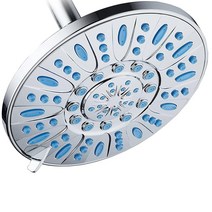 AquaDance 17.8cm(7인치) 6가지 설정 레인폴 샤워헤드 곰팡이 및 박테리아로부터 항균 마이크로밴 보호 - 막힘, Chrome / Wave Blue Jets