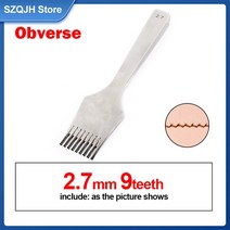 가죽펀칭기 벨트구멍뚫기 DIY 가죽 프랜치 펀칭 도구 바느질 스티칭 구멍 장치 앞뒤 및 리버스 펀치, 03 Obverse  2.7mm 9T