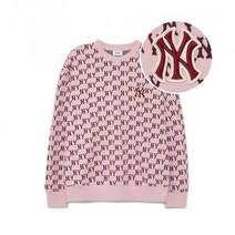 MLB 클래식 모노그램 전판패턴 자카드 오버핏 맨투맨 NY (L.Pink)