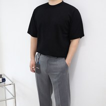 엠클로 남자 오버핏 여름 골지 반팔 니트 티셔츠