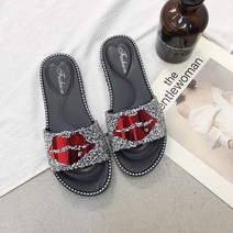 ZZJJC 패션 슬리퍼 여자 일자 슬리퍼 캐주얼비치 슬리퍼 플랫
