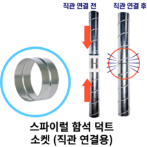 스파이럴 연통 화목난로 덕트직관 (100mm-300mm) 함석 덕트부속 닥트자재 스파이럴직관 환기자재 티 엘보 소켓 타포린 후렉시블 은박 후렉시블 체결기구, 08 소켓(직관 연결용) 125mm