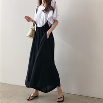 WAWAMOM(특허브랜드) 여성 뷔스티에멜빵바지 쉬폰 9부 여름점프수트 오버롤 BUK4z
