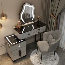 화장대 세트(LED거울 + 의자 포함) USB 스마트 충전 수납화장대 800/1000/1200 A880-A21, 80CM, 블랙+그레이