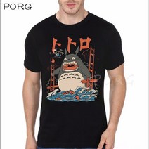남자오버핏반팔 해외 남자 반팔면티 반팔티오버핏 kawaii 빈티지 애니메이션 tonari no totoro print t shirt funny mens short tshirt