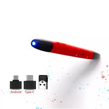 무선 무소음 게이밍 버티컬 마우스 2.4G 펜 개성 있는 크리에이티브 수직 펜 모양의 스타일러스 배터리 마우스 PC 및 노트북 마우스에 적합, Blue light red