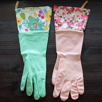 유즈하키친 롱슬리브 하나바 주방 고무장갑 2사이즈, 핑크M