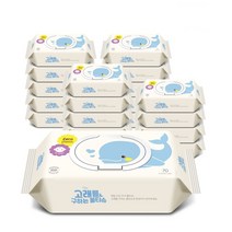 한솔제지 아기물티슈 고래를 구하는 물티슈 캡형 70매입, 20팩, 20개