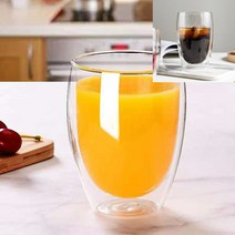 이중 유리컵 350ml 얼음컵 강화유리컵 카페유리잔 커피머그잔 카페커피잔 유리머그잔 유리물컵 주방소품 유리찻