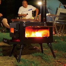 캠핑 투명창 화목난로 불멍 휴대용 야외 접이식 우드 장작 난로 스토브