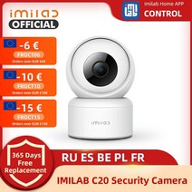 문앞cctv 실내외 스마트 Imilab C20 1080P Babyfoon Met 카메라 스마트 홈 IP 카메라 WiFi 보안 감시 베이비 모니터 사운드 감지 야간 홈cctv, C20 64G 카드 추가, 협력사, 영국 플러그