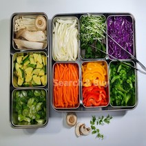 업소용 스텐밧드 바트 나눔반찬통 식재료보관 칸막이반찬통 냉장고정리밧트 2칸 3칸 4칸 6칸 8칸, 분리형 밧드 세트(4칸)