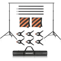 NEEWER P핫o Studio 배경 지원 시스템 3m x 2.1m10피트 7피트/3m 2.1m 조절 스탠드 크로스바 4개 클램프 6개 오렌지 샌드백 2개 인물 사진 스튜디오 사진, 주황색., 1개