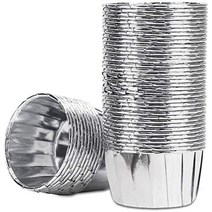 oikabio 50pcs 알루미늄 호일 컵 케이크 컵 일회용 머핀 라이너 베이킹 컵 알루미늄 컵 케이크 칩 빵 라메킨 홀더 작은 푸딩 컵 - 골드 + 브라운, 실버