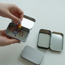 사각 무광 틴케이스 악세사리 비즈 보관함 보관통 박스 4종 [Matte Aluminum Tin Box Case Storage for Small Items 4 Options], L, 실버(Silver)