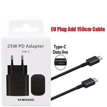 원래 25W Usb 유형 C 초고속 충전기 Pd 벽 어댑터 S22 A53 Z Fold Cargador, 04 EU Plug 150cm cable