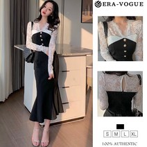 EraVogue 가을 패션 레이스 슬림핏 머메이드 원피스 3740