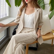 끄레아또레 박시하고 시원한 린넨 반팔 자켓