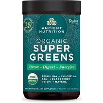 다이어트보조제 Ancient Nutrition Super Greens Powder 스피루리나 클로렐라 말차 및 소화 효소로 만든 프로바이오틱스를 함유한 유기농 슈퍼푸드 분말 25인, [04] 수박