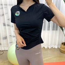 스토리원 여성 브이 트임 요가복 반팔 티셔츠 필라테스복 RKFT-ST31