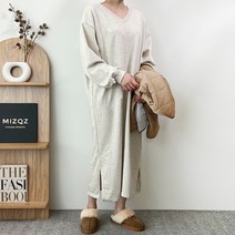 브이넥 맥시 롱 옆트임 키큰여자 오버핏 루즈핏 임부 맨투맨 원피스