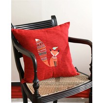 자수쿠션커버 50x50 티베탄레드 여우