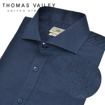 [THOMAS VAILEY] 토마스 베일리 린넨 솔리드 와이드카라 슬림핏 셔츠 네이비 1THTHC1MSU143