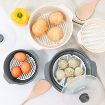 전자렌지 용기 찜기 라면용기 계란 밥 소형 중형 세트 1+1, 그레이