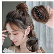 볼륨 가발 집게핀 여자 똥머리 당고 만두 올림머리 부분 가발집게핀 가발핀 가발, 01.생머리-라이트브라운, 1개