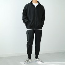 [맨즈북] 포시즌 나일론 스판 키작은남자 트레이닝복 세트 츄리닝 한벌(집업+조거팬츠)