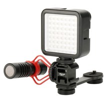 트리플 콜드 슈 마운트 마이크 Led 비디오 라이트 세트 DJI OSMO 모바일 3 2 Zhiyun Smooth 4/Feiyu Vimble 짐벌 안정기, add Microphone Set