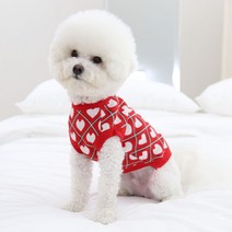 강아지 하트뿅 니트 조끼