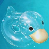 투명한 오리 튜브 물위에 반빡반짝 유니콘 학 튜브 안전한 물놀이 용품, A.투명오리 튜브 0-4세