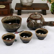 천목 실용적인 호피무늬 3인 다기세트(6p), 단일속성