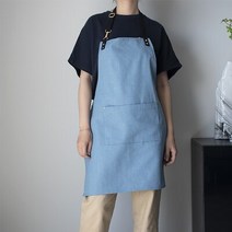 캔버스 앞치마 남성과 여성 작업복 홈 커피 밀크 티 숍 웨이터 방수 Pinafore Custom LOGO, 하늘색, 83x64cm, 1개