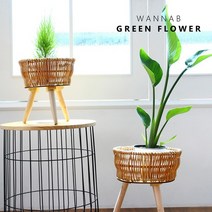 워너비그린플라워 로우 라탄 스탠드 화분 커버 WL0041, 대형 지름29cm